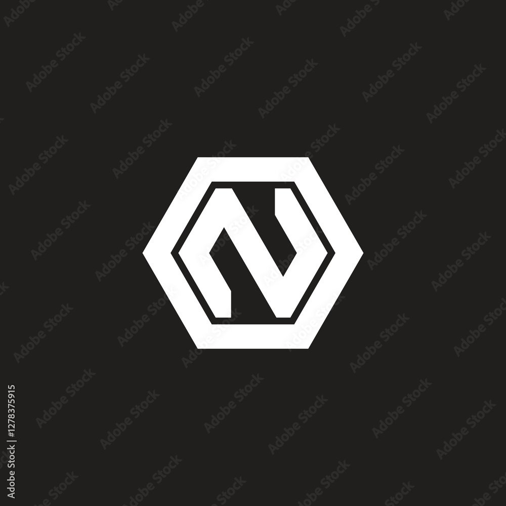 Letter N vector logo design, hexagon shape. Letter N vector logo design, hexagon shape.