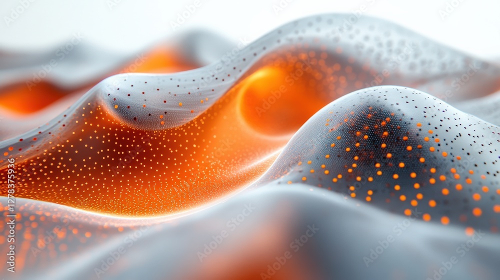 Obraz premium Abstract representation of flowing waves with orange and gray hues, showcasing fluid dynamics