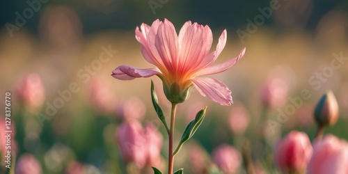 Wallpaper Mural Close-up of a delicate pink flower in a soft-focus floral background with ample space for adding custom text or captions. Torontodigital.ca