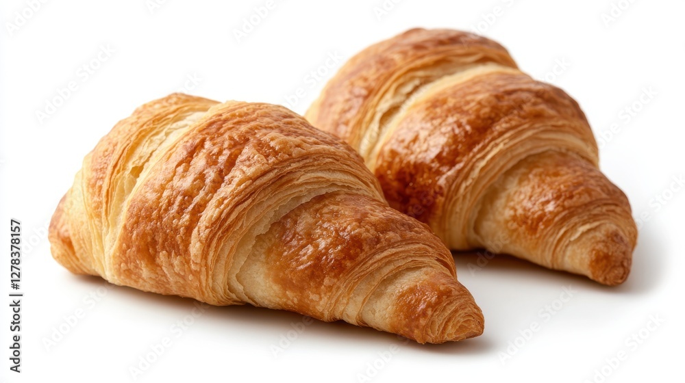 Delightful golden croissants fresh from the bakery at dawn Delightful golden croissants fresh from the bakery at dawn