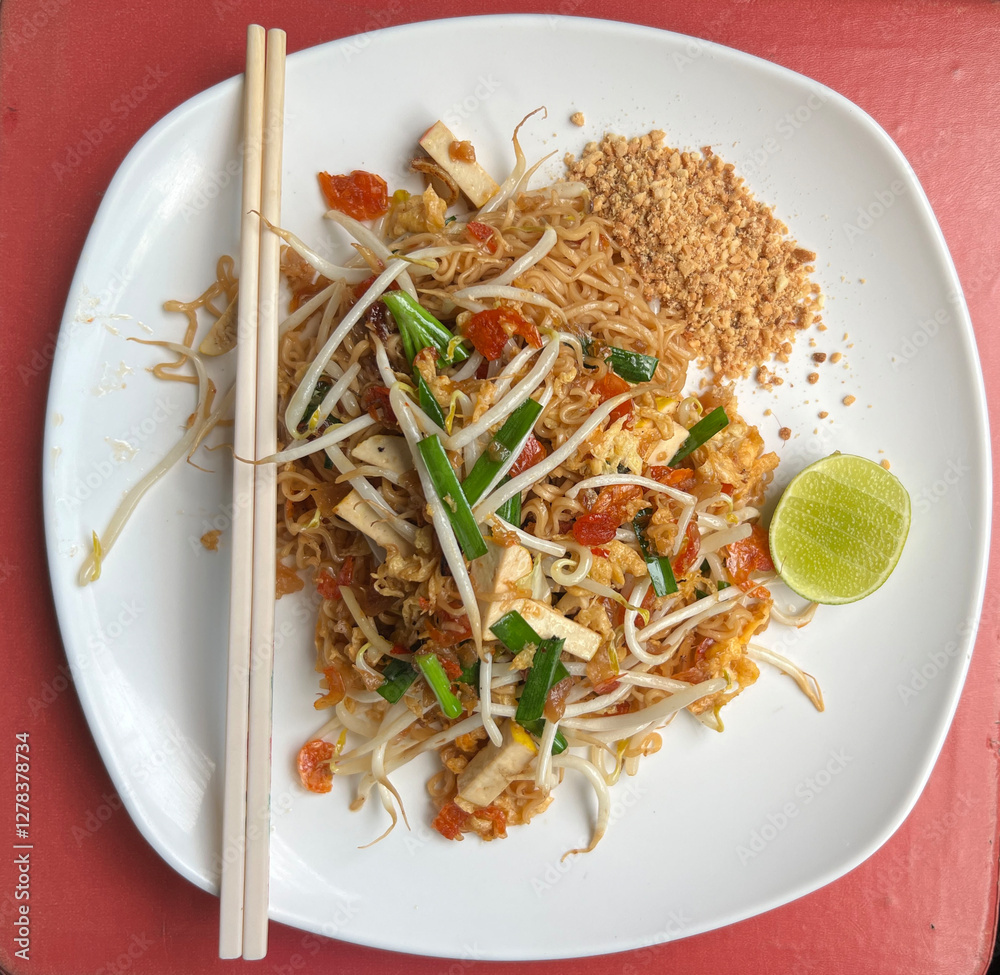Pad thai close up in Bangkok,