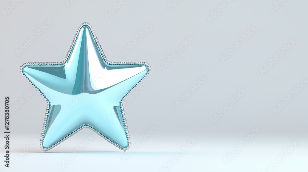 Obraz premium Elegant blue star decoration on minimalist background digital art studio setting modern aesthetic