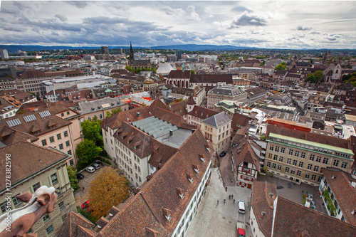 Elevated view of the centre of Basel in Basel-Stadt Switzerland