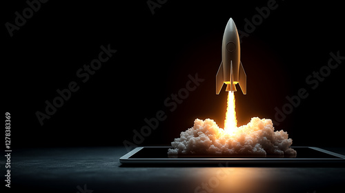 Stylized Rocket Launching From Device