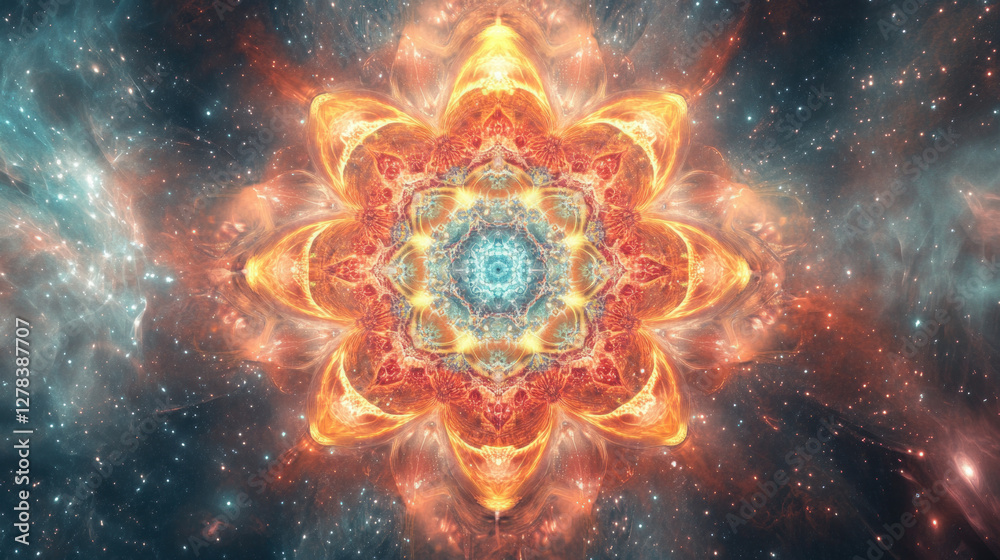 CosmicMandala:Afieryflowerbloomsinanebula CosmicMandala:Afieryflowerbloomsinanebula
