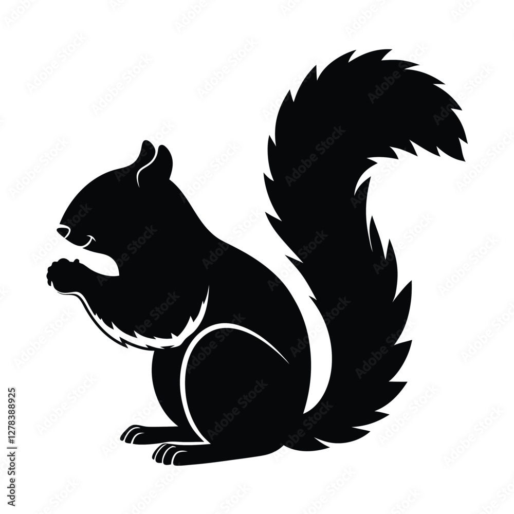 Obraz premium Elegance in Black Squirrel Silhouette Squirrel Icon
