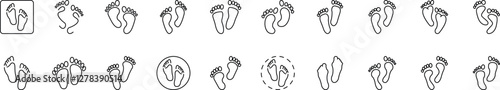 Bundle of Footprint Related Line Icons. Outline Signs for Graphic and Web Design, Apps, Adverts, Various Cards