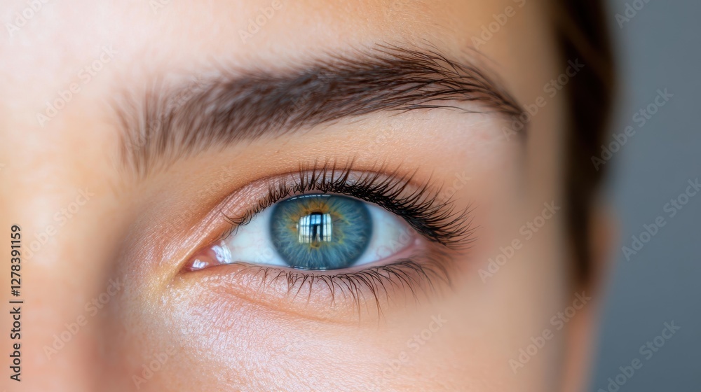 Perfect blue eye in a sterile setting depicting future vision concepts Perfect blue eye in a sterile setting depicting future vision concepts