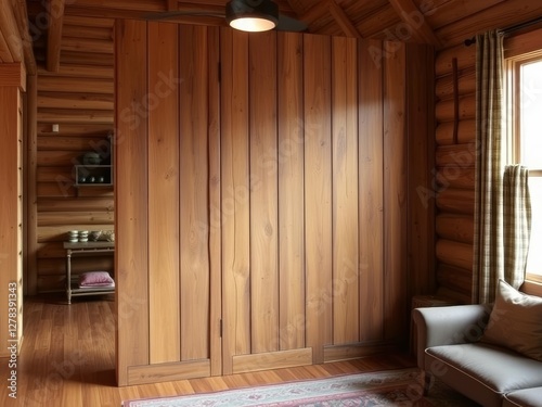 Rustic Room Dividers add warmth to a cozy cabins common space