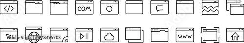 Web Page Modern Outline Style Icons for Design, Cards, Apps, Social Networks