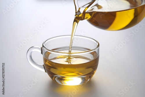 A photo of pouring cooking oil in a small glass cup