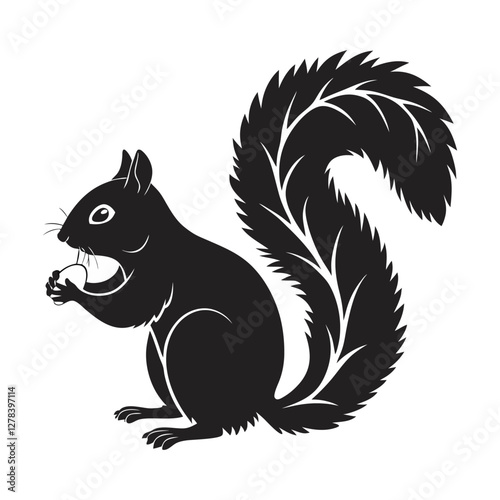 Elegance in Black Squirrel Silhouette Squirrel Icon