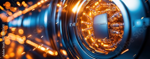Innovative financial inclusion solutions digital vaults technology hub urban environment close-up view secure financial future