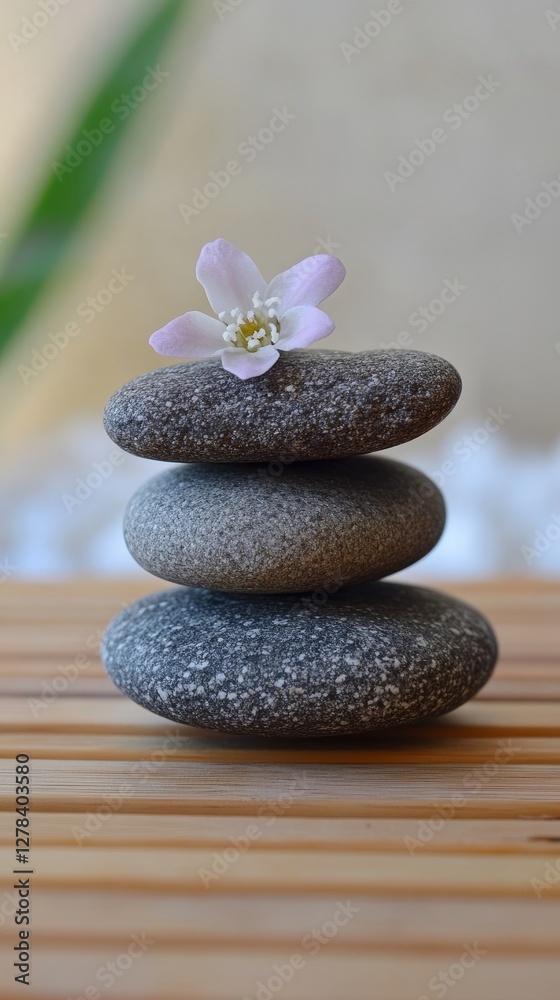 Zen Stones and Flower: A Peaceful Stillness