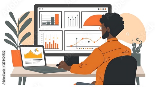 A business professional analyzing data patterns generated by an AI tool to forecast revenue growth.

 photo