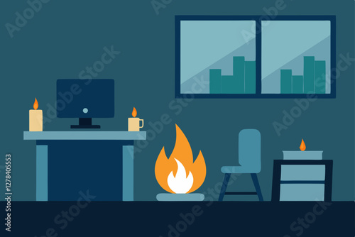 vector illustration of a burning candle