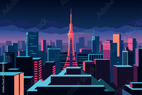 city skyline at night