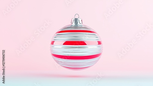 Spinning red and silver christmas ornament minimalist background animated decoration festive spirit close-up holiday cheer