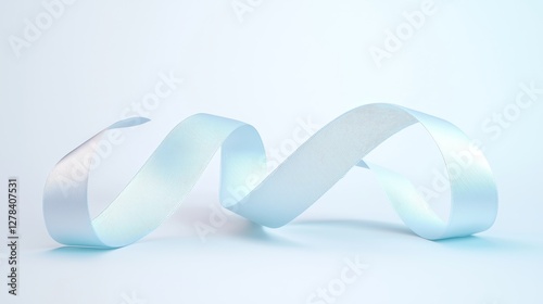 Dynamic flowing ribbon motion on soft blue background abstract art minimalist style studio environment