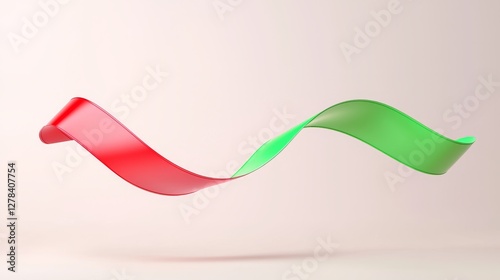 Dynamic flow of colorful ribbons studio setting abstract art minimalist design eye-level perspective creativity