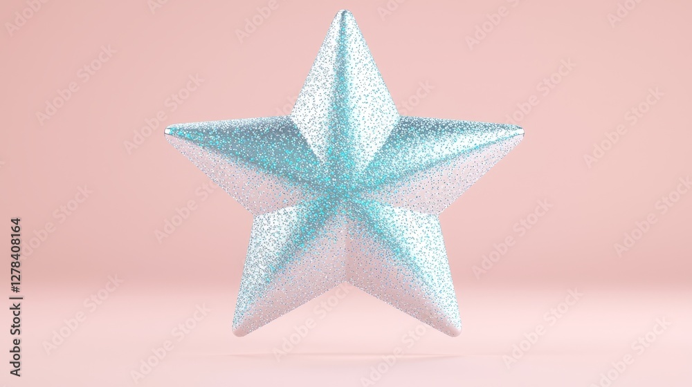 Obraz premium Sparkling 3d star decoration elegant studio digital art soft pink background contemporary design concept