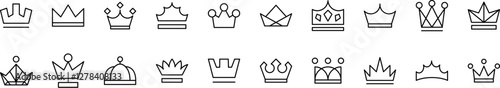 Crown Line Icon Collection. Outline Signs for Graphic and Web Design, Apps, Adverts, Various Cards