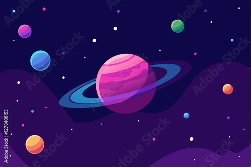 vector illustration of the moon and planets