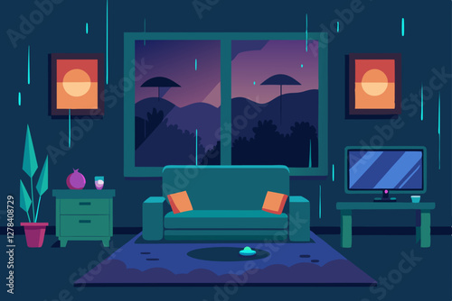 living room with a window