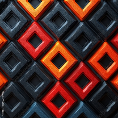 Dynamic geometric design featuring colorful squares digital artwork abstract studio aesthetic appeal