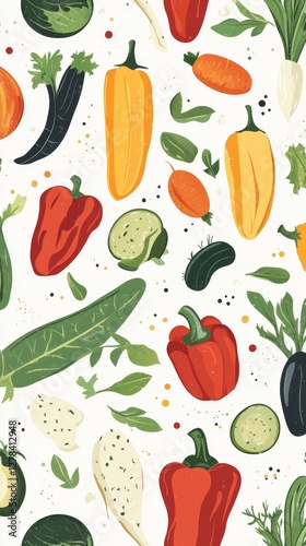 Vibrant Vegetable Pattern Design