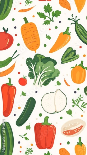 Vibrant Vegetable Pattern Design for Healthy Living
