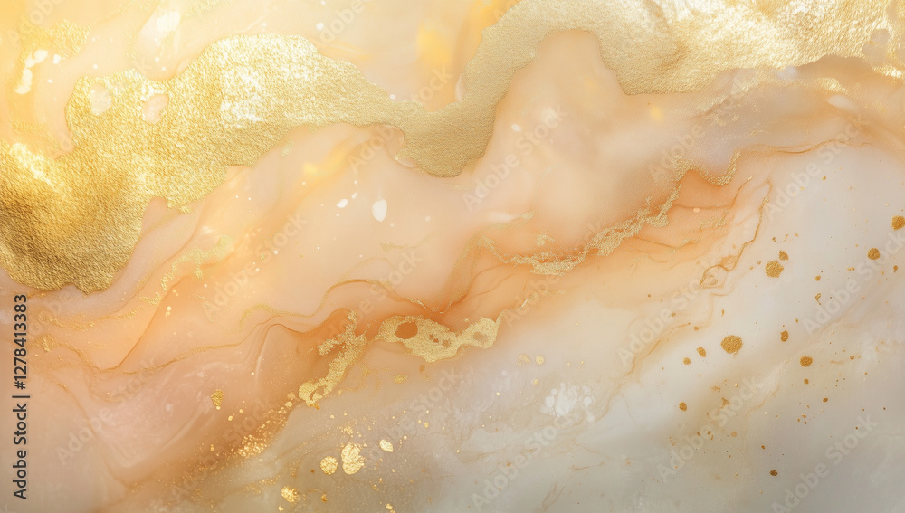 Obraz premium Elegant gold and peach marble texture with shimmering accents