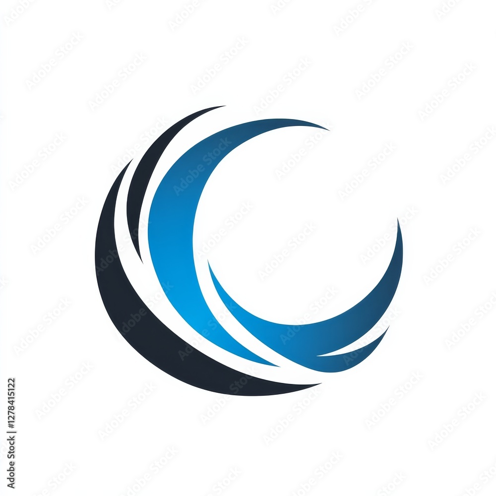 Abstract Blue Wave Circle Logo: Dynamic and Modern Design Element with Curved Lines Abstract Blue Wave Circle Logo: Dynamic and Modern Design Element with Curved Lines