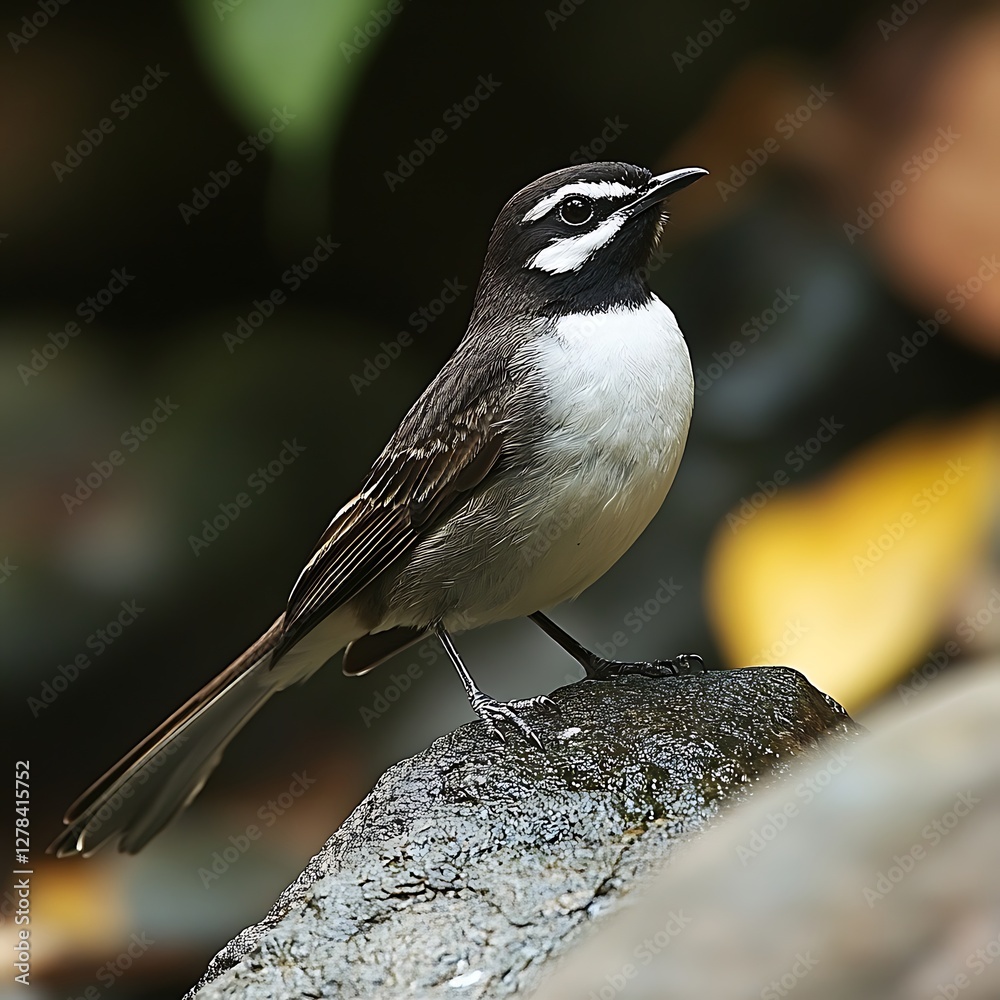 Obraz premium Bird perched on rock, jungle background