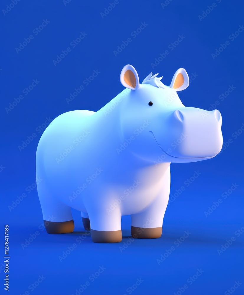 A vibrant close-up of a toy hippo set against a bright blue background, showcasing its playful features and textures in detail. A vibrant close-up of a toy hippo set against a bright blue background, showcasing its playful features and textures in detail.