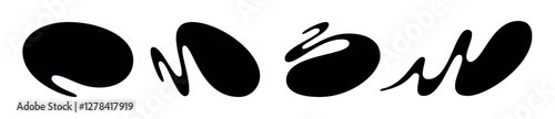 Abstract color shape set. Creative playful wave forms for background design. Graphic liquid pattern collection. Vector organic logo figure, bubble, blob, circle, curve, splodge in black and white
