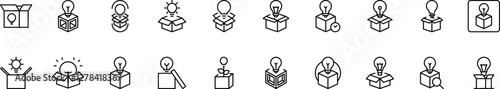 Light Bulb in Box Modern Outline Style Icons for Design, Cards, Apps, Social Networks