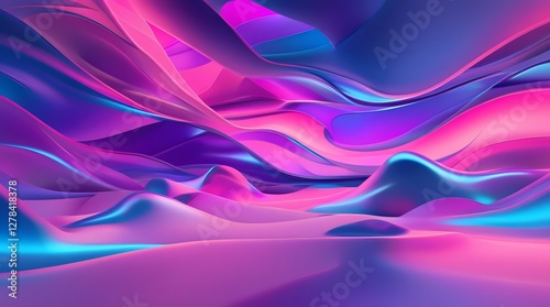 Wallpaper Mural Surreal Neon Gradient Waves – Digital Background Torontodigital.ca