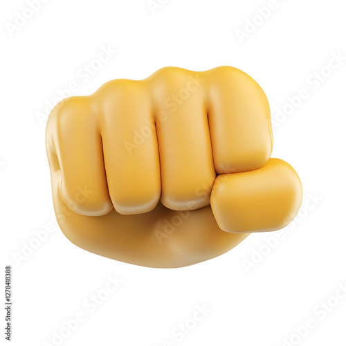 Powerful 3D Rendered Fist Emoji Isolated on White Background