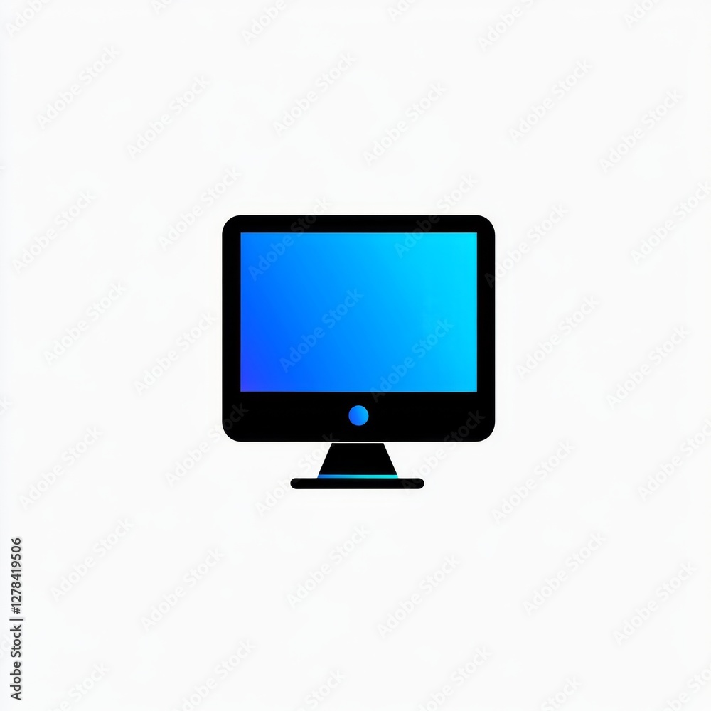 Minimalist Computer Monitor with Blue Screen on a White Background for Business and Technology Design Minimalist Computer Monitor with Blue Screen on a White Background for Business and Technology Design