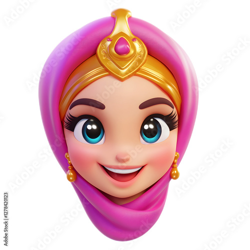 Smiling Female Genie Emoji with Colorful Digital