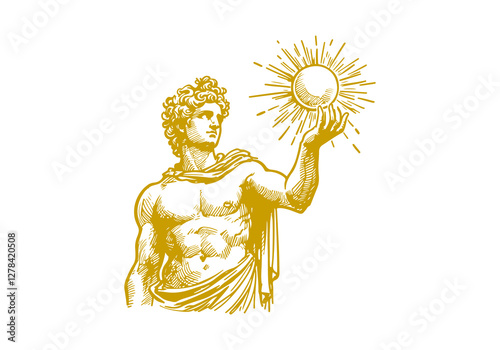 Apollo hand drawn sketch vector