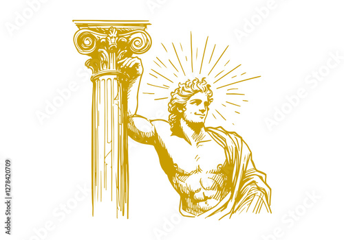 Apollo hand drawn sketch vector
