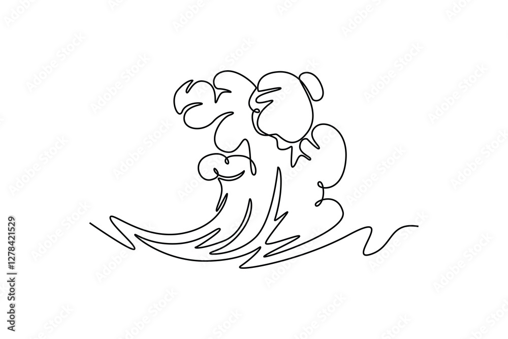 Natural Disaster concept. Single line draw design vector graphic illustration. Natural Disaster concept. Single line draw design vector graphic illustration.
