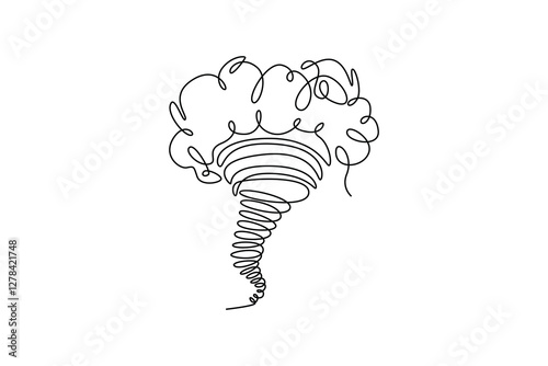 Natural Disaster concept. Single line draw design vector graphic illustration.