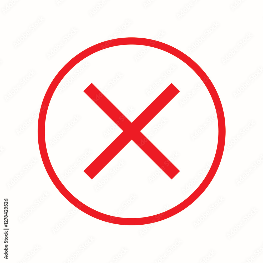 Green tick symbol and red cross sign in circle. Icons for evaluation quiz. Vector. Green tick symbol and red cross sign in circle. Icons for evaluation quiz. Vector.