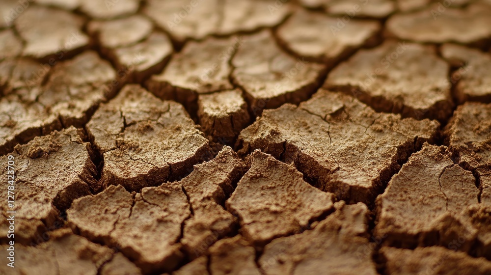 Fototapeta premium Dry cracked earth, arid land, drought, climate change, environmental texture