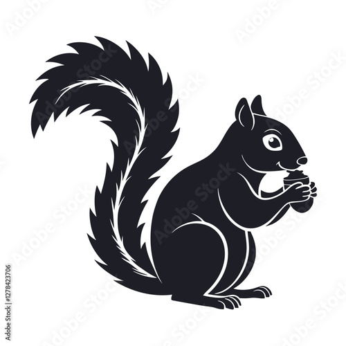 Elegance in Black Squirrel Silhouette Squirrel Icon