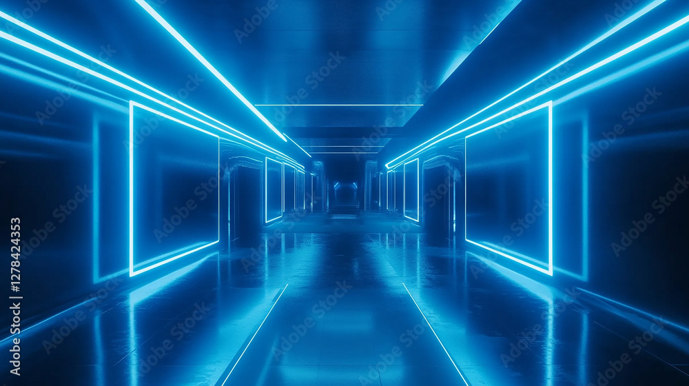 Obraz premium A futuristic blue background with glowing lights