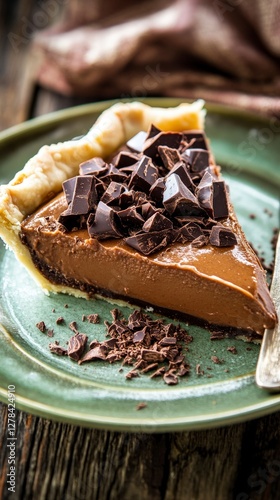Indulge in a Decadent Chocolate Pie Slice with Rich Filling